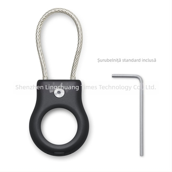 Carcasă de protecție AirTag cu cablu din oțel inoxidabil și pandantiv metalic pentru breloc, compatibilă cu Apple AirTag, materiale: PC + oțel inoxidabil, turnare prin injecție, design simplu