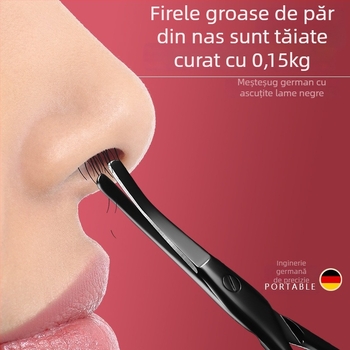Trimmer pentru păr nasal cu cap rotund – set manual cu foarfece mici și clește de unghii, oțel inoxidabil