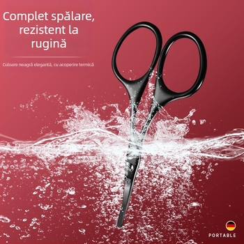 Trimmer pentru păr nasal cu cap rotund – set manual cu foarfece mici și clește de unghii, oțel inoxidabil