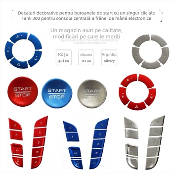 Decorațiune pentru consola centrală din aliaj de aluminiu pentru WEY Tank 300 – buton pornire cu un singur clic, comutator de climatizare și buton frână de mână