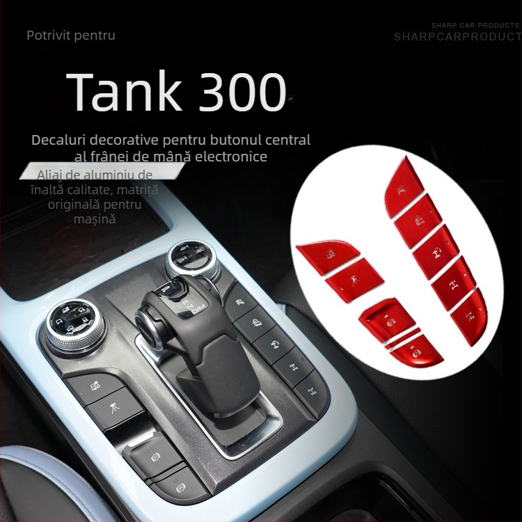 Decorațiune pentru consola centrală din aliaj de aluminiu pentru WEY Tank 300 – buton pornire cu un singur clic, comutator de climatizare și buton frână de mână
