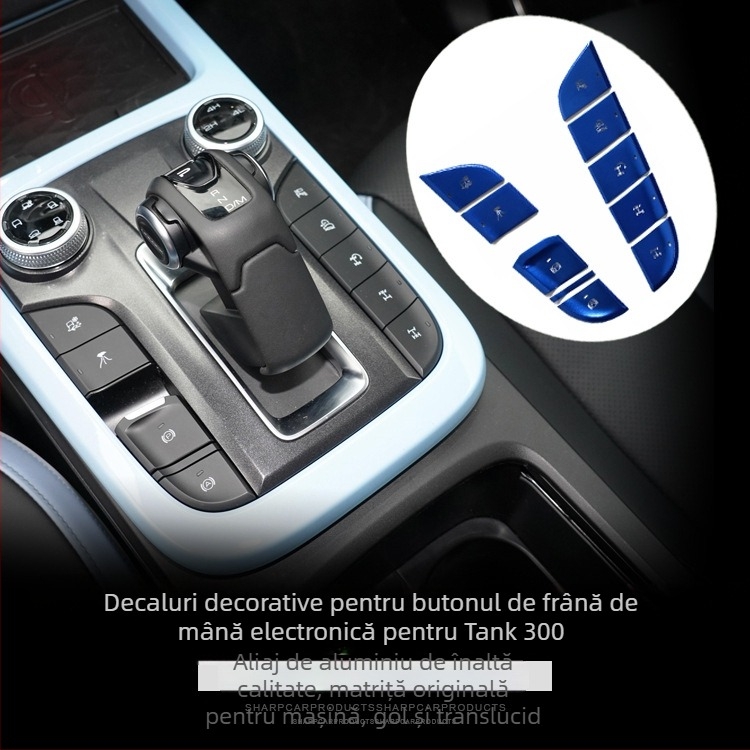Decorațiune pentru consola centrală din aliaj de aluminiu pentru WEY Tank 300 – buton pornire cu un singur clic, comutator de climatizare și buton frână de mână