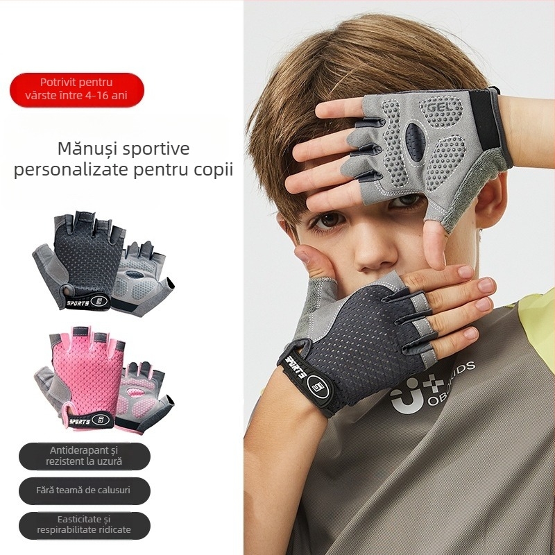 Mănuși pentru copii cu degete parțiale pentru antrenament la bară, subțiri, antiderapante, rezistente la uzură, protecție a palmei, brand Friendly