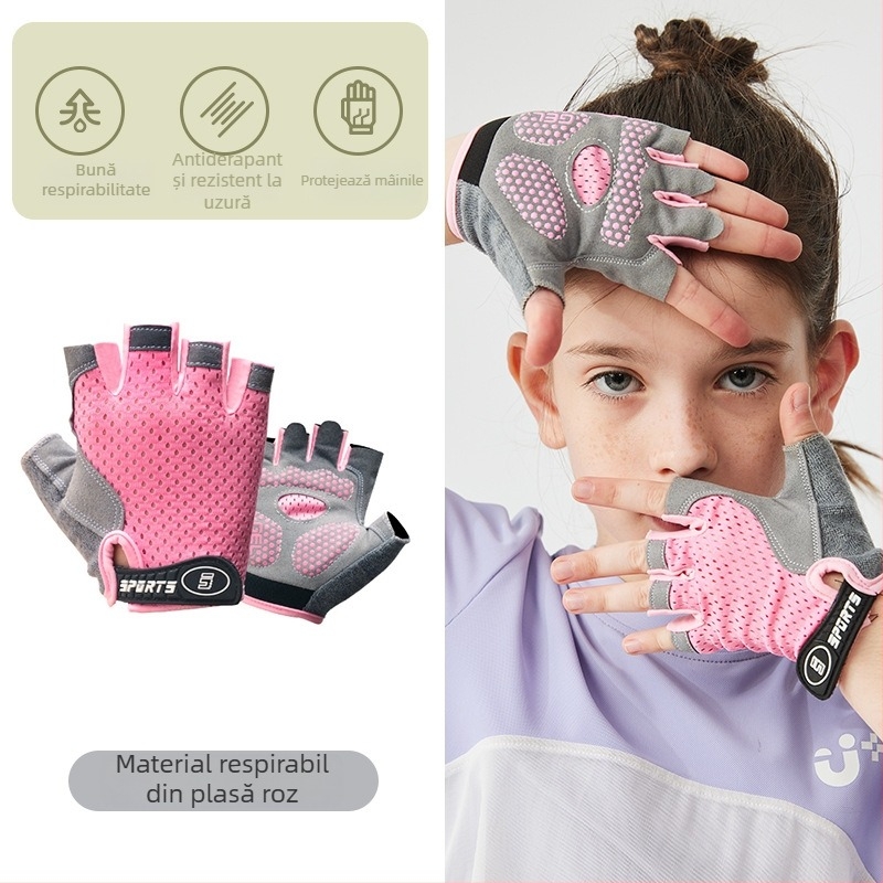 Mănuși pentru copii cu degete parțiale pentru antrenament la bară, subțiri, antiderapante, rezistente la uzură, protecție a palmei, brand Friendly