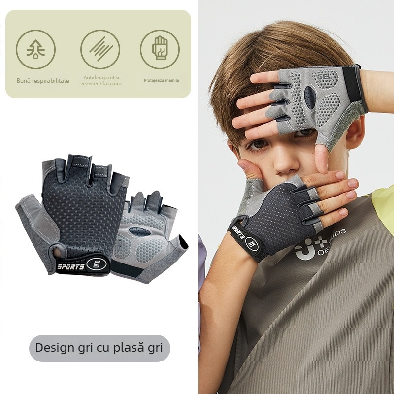 Mănuși pentru copii cu degete parțiale pentru antrenament la bară, subțiri, antiderapante, rezistente la uzură, protecție a palmei, brand Friendly