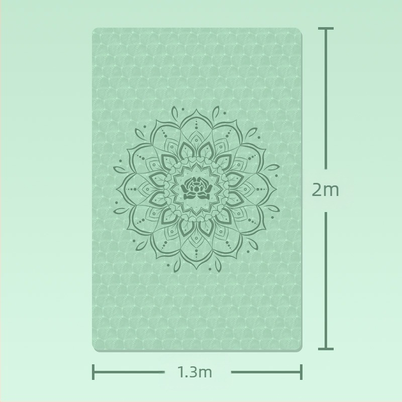 Covoraș de yoga dublu, material TPE, grosime 8 mm, 3,2 kg greutate, anti-derapant și silențios, absorbție la șocuri, imprimeu cu flori