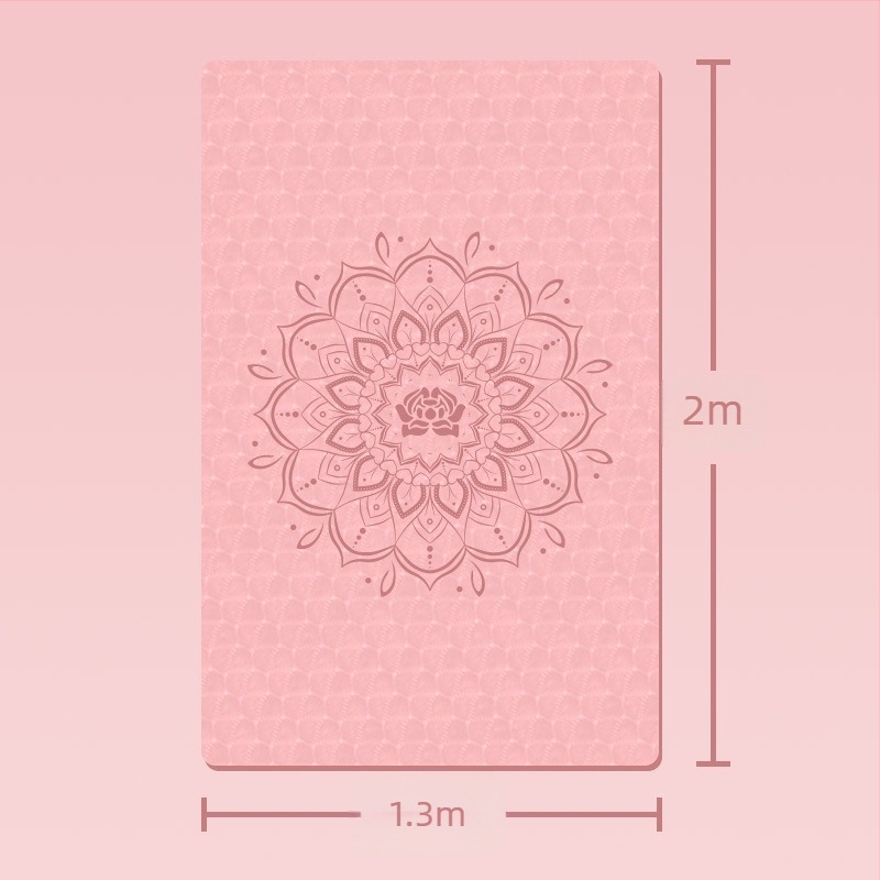 Covoraș de yoga dublu, material TPE, grosime 8 mm, 3,2 kg greutate, anti-derapant și silențios, absorbție la șocuri, imprimeu cu flori