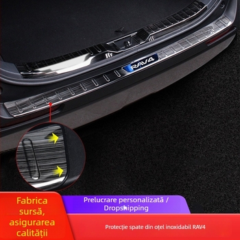 Placă de protecție a portbagajului pentru RAV4 2020, oțel inoxidabil, model H207, cu siglă imprimată