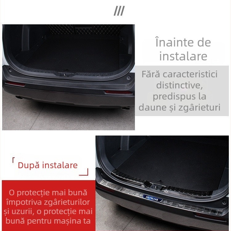 Placă de protecție a portbagajului pentru RAV4 2020, oțel inoxidabil, model H207, cu siglă imprimată
