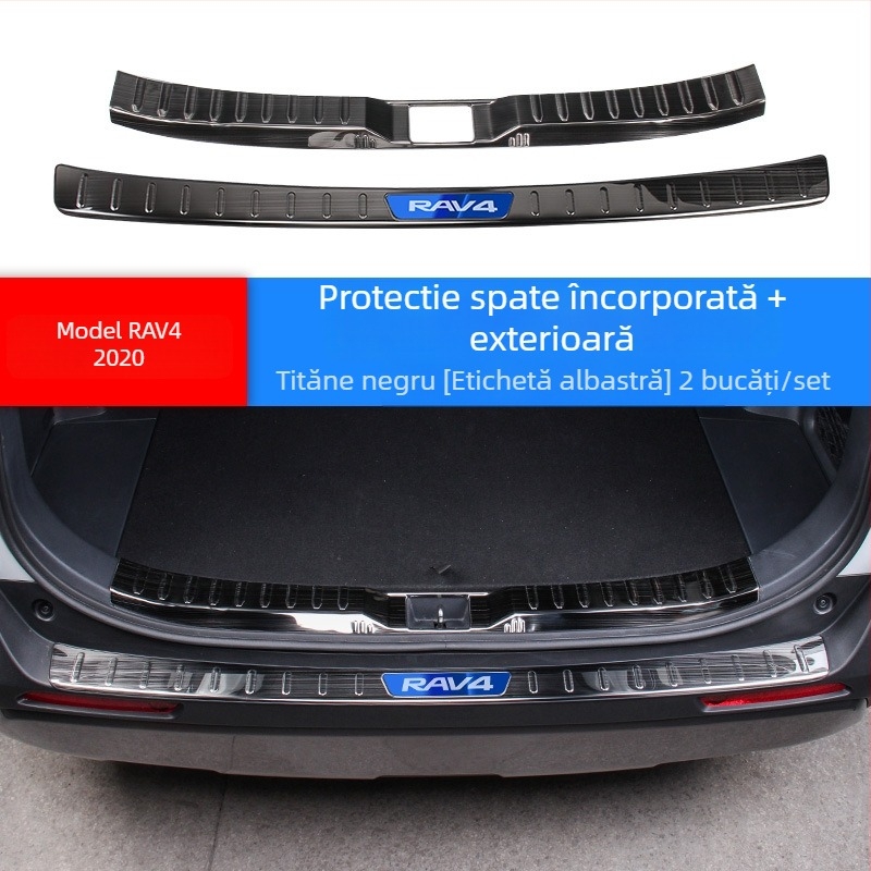 Placă de protecție a portbagajului pentru RAV4 2020, oțel inoxidabil, model H207, cu siglă imprimată