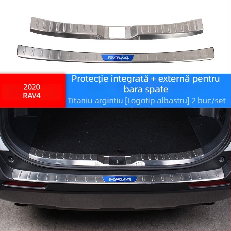 Placă de protecție a portbagajului pentru RAV4 2020, oțel inoxidabil, model H207, cu siglă imprimată