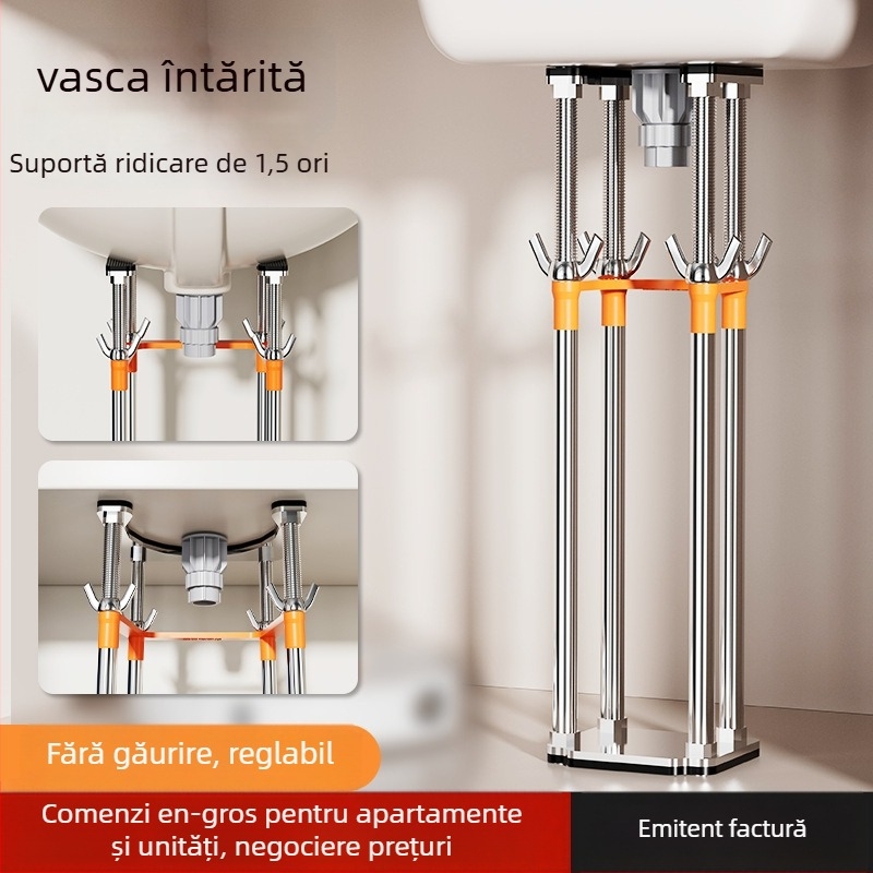 Suport din oțel inoxidabil sub chiuvetă — pentru chiuveta de bucătărie și bazin, stil modern minimalist
