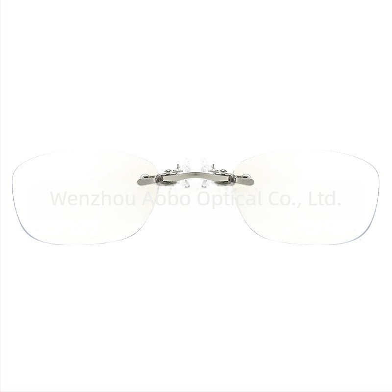 Ochelari de lectură fără ramă, cu clips pentru bărbați și femei, ultra-ușoare, lentile asferice anti-lumină albastră și scară gravată cu laser (greutate 6.3–8.2 g)