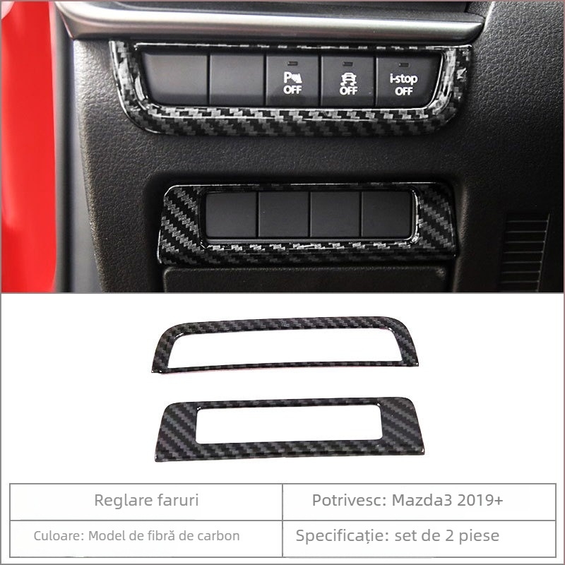 Mazda 3 2019 Interior: Suport pentru cupe în consola centrală, Ramă a schimbătorului, Ramă a ventilației din spate, ABS