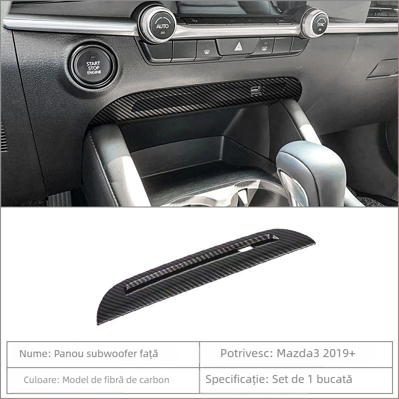 Mazda 3 2019 Interior: Suport pentru cupe în consola centrală, Ramă a schimbătorului, Ramă a ventilației din spate, ABS
