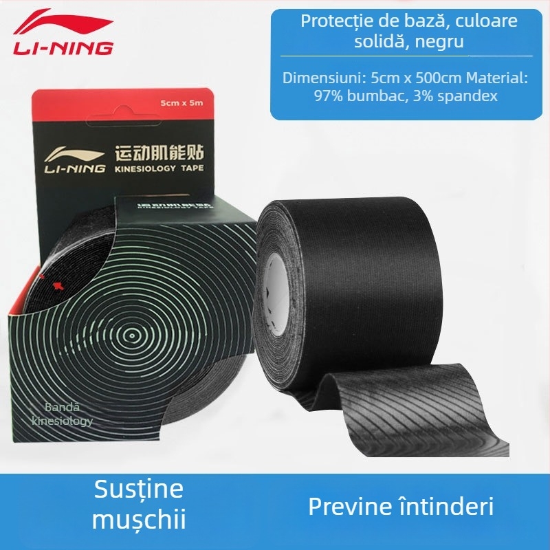 Li Ning Patch muscular Kinezio pentru baschet – Bandă autoadezivă din bumbac pentru mușchi, părți protejate: palme, încheieturi, cap, talie, coate, gambe, umăr, genunchi, gleznă