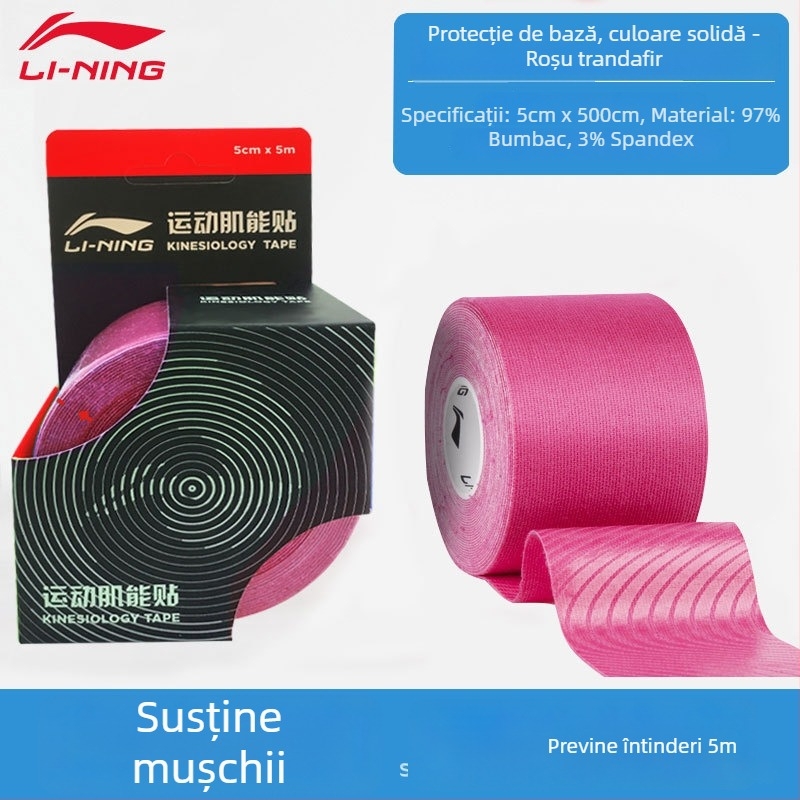 Li Ning Patch muscular Kinezio pentru baschet – Bandă autoadezivă din bumbac pentru mușchi, părți protejate: palme, încheieturi, cap, talie, coate, gambe, umăr, genunchi, gleznă