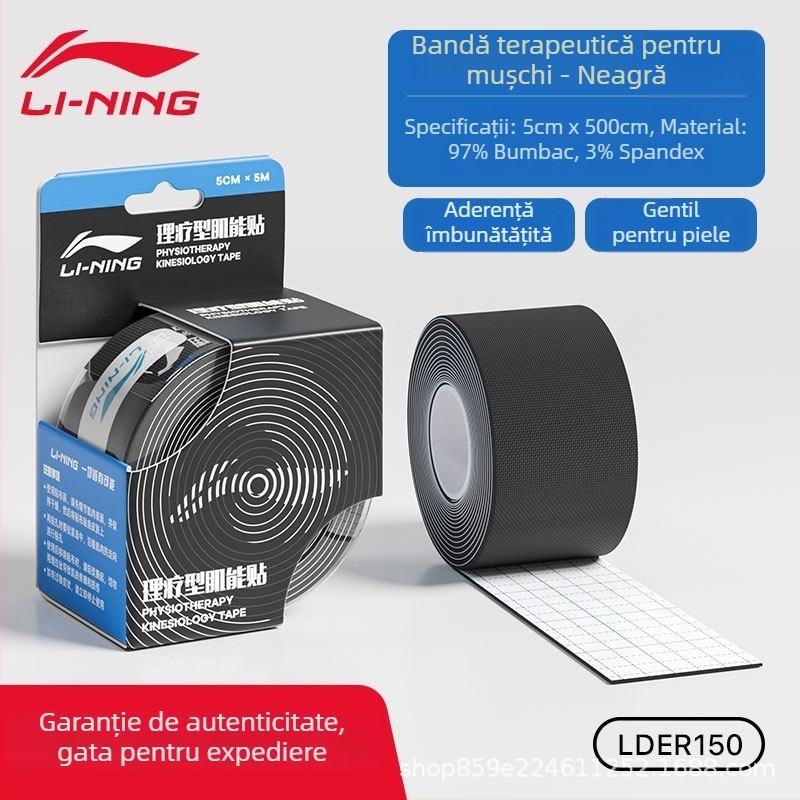 Li Ning Patch muscular Kinezio pentru baschet – Bandă autoadezivă din bumbac pentru mușchi, părți protejate: palme, încheieturi, cap, talie, coate, gambe, umăr, genunchi, gleznă