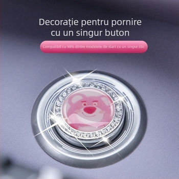 Capac protecție pentru butonul de pornire al mașinii, compatibil universal, din aliaj de zinc, autocolant decorativ cu cristale