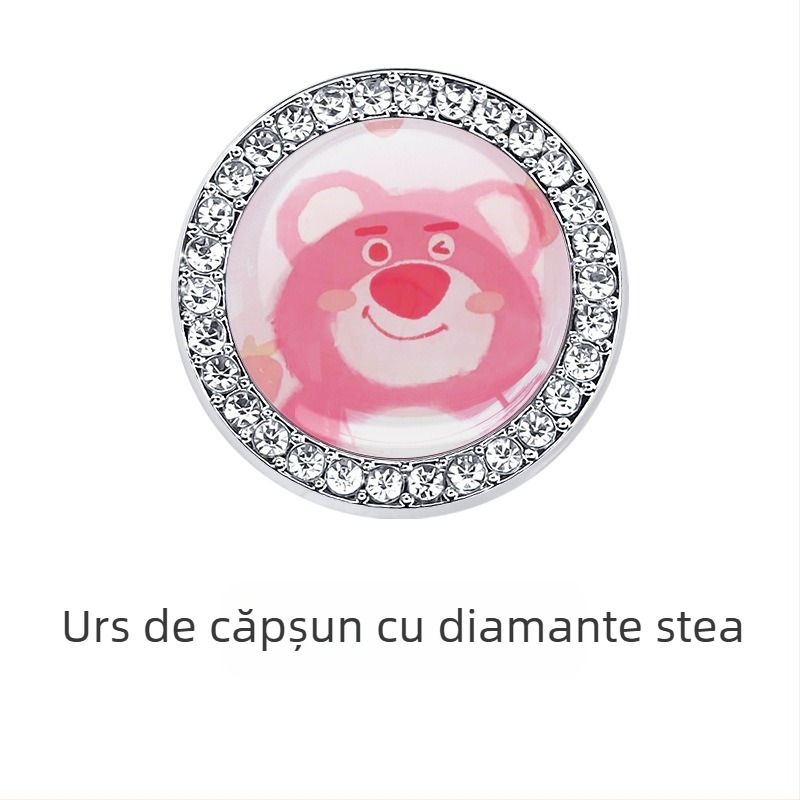 Capac protecție pentru butonul de pornire al mașinii, compatibil universal, din aliaj de zinc, autocolant decorativ cu cristale