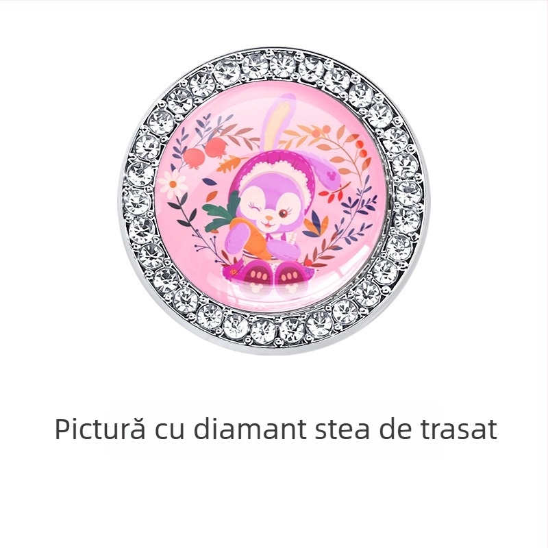 Capac protecție pentru butonul de pornire al mașinii, compatibil universal, din aliaj de zinc, autocolant decorativ cu cristale