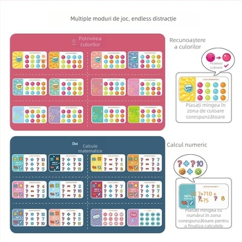 Joc de masă interactiv pentru familie cu puzzle de mingi, pentru copii 4–6 ani — educațional, interactiv, cu muzică și lumini (din plastic)