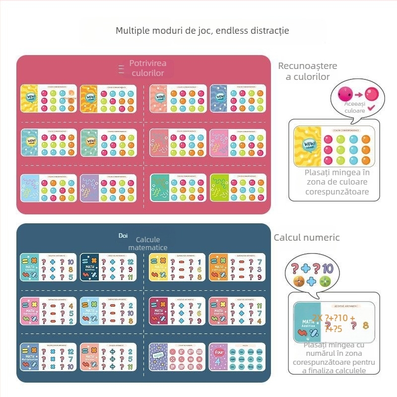 Joc de masă interactiv pentru familie cu puzzle de mingi, pentru copii 4–6 ani — educațional, interactiv, cu muzică și lumini (din plastic)