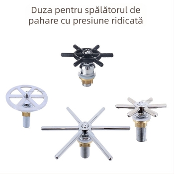 Duză de spălat pahare pentru chiuveta bucătărie, corp din cupru, montaj prin gaură, deschidere spirală, construcție cu articulație unică, miez de valve din cupru
