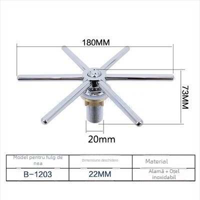 Duză de spălat pahare pentru chiuveta bucătărie, corp din cupru, montaj prin gaură, deschidere spirală, construcție cu articulație unică, miez de valve din cupru