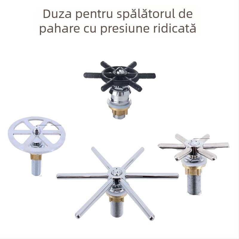 Duză de spălat pahare pentru chiuveta bucătărie, corp din cupru, montaj prin gaură, deschidere spirală, construcție cu articulație unică, miez de valve din cupru