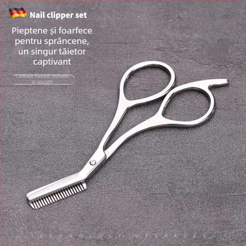 Foarfecă pentru sprânene cu pieptene – oțel inoxidabil, set de instrumente pentru sprânene, pentru femei și bărbați