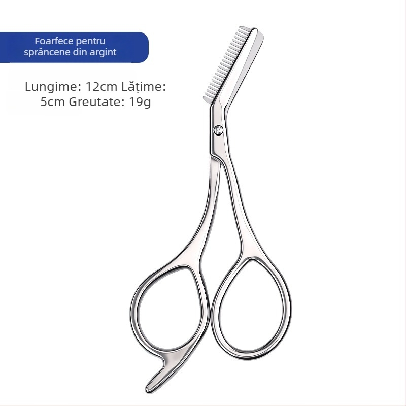Foarfecă pentru sprânene cu pieptene – oțel inoxidabil, set de instrumente pentru sprânene, pentru femei și bărbați