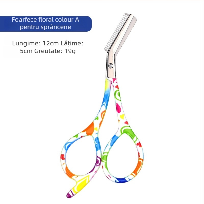 Foarfecă pentru sprânene cu pieptene – oțel inoxidabil, set de instrumente pentru sprânene, pentru femei și bărbați