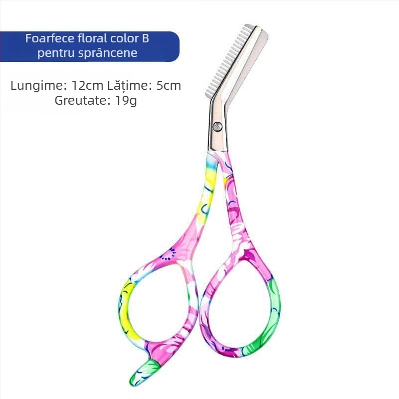 Foarfecă pentru sprânene cu pieptene – oțel inoxidabil, set de instrumente pentru sprânene, pentru femei și bărbați
