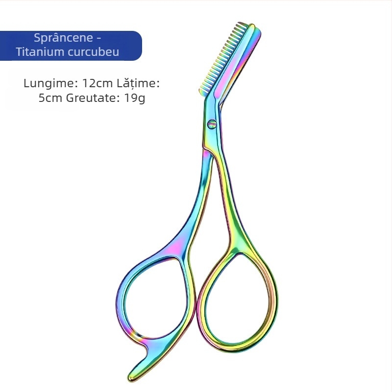 Foarfecă pentru sprânene cu pieptene – oțel inoxidabil, set de instrumente pentru sprânene, pentru femei și bărbați