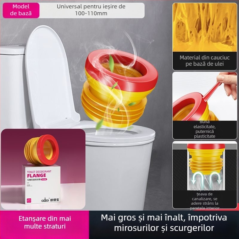 Etanșare flanșă toaletă, garnitură din cauciuc, stil modern minimalist, montaj tip pastă, OEM