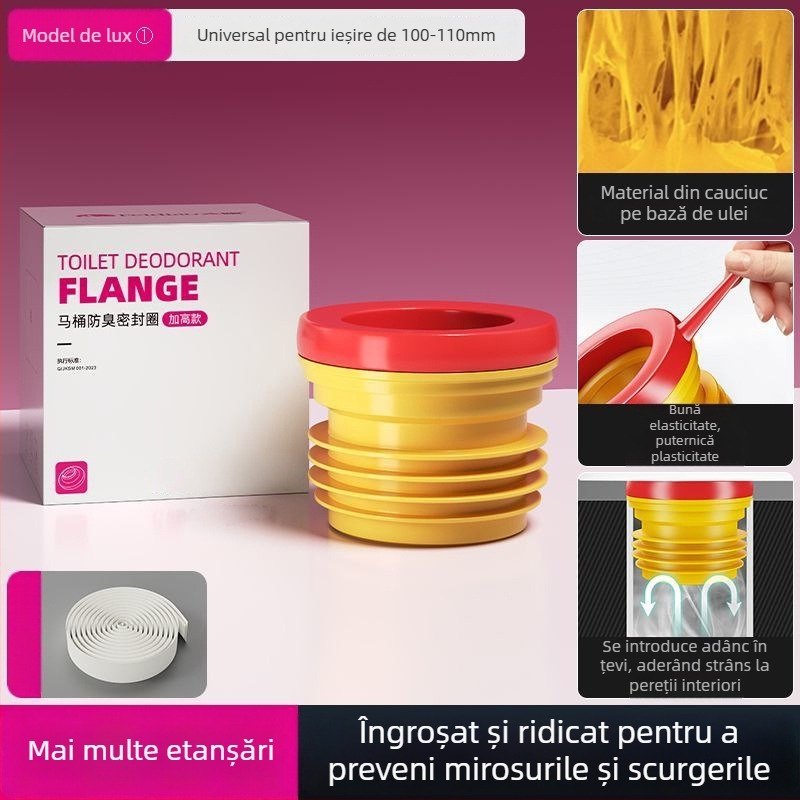 Etanșare flanșă toaletă, garnitură din cauciuc, stil modern minimalist, montaj tip pastă, OEM