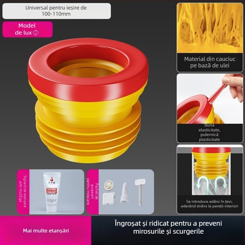 Etanșare flanșă toaletă, garnitură din cauciuc, stil modern minimalist, montaj tip pastă, OEM