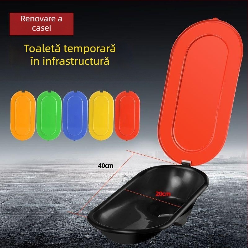 Toaletă de tip squat, din plastic, pentru șantiere, certificat CE, fără rezervor de apă, fără sifon