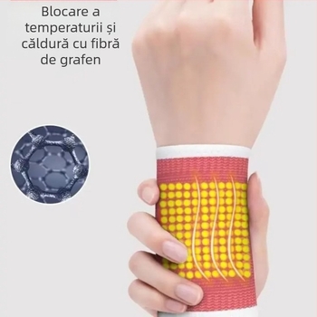 Bratara de încheietură cu autoîncălzire din grafen, universal pentru sporturi; materiale: fibre de grafenă/fibre de latex/nylon; sporturi: fotbal, baschet, volei, tenis, badminton, tenis de masă; partea protejată: încheietura