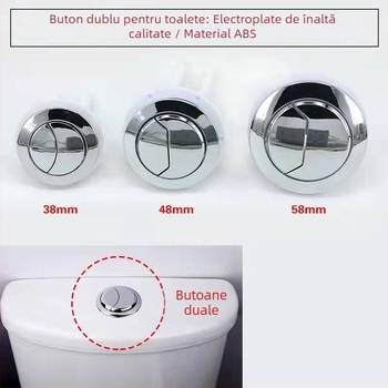 Buton de spălare pentru rezervorul de toaletă, rotund, stil vechi, cu două taste, plastic, acționare manuală, CE certificat