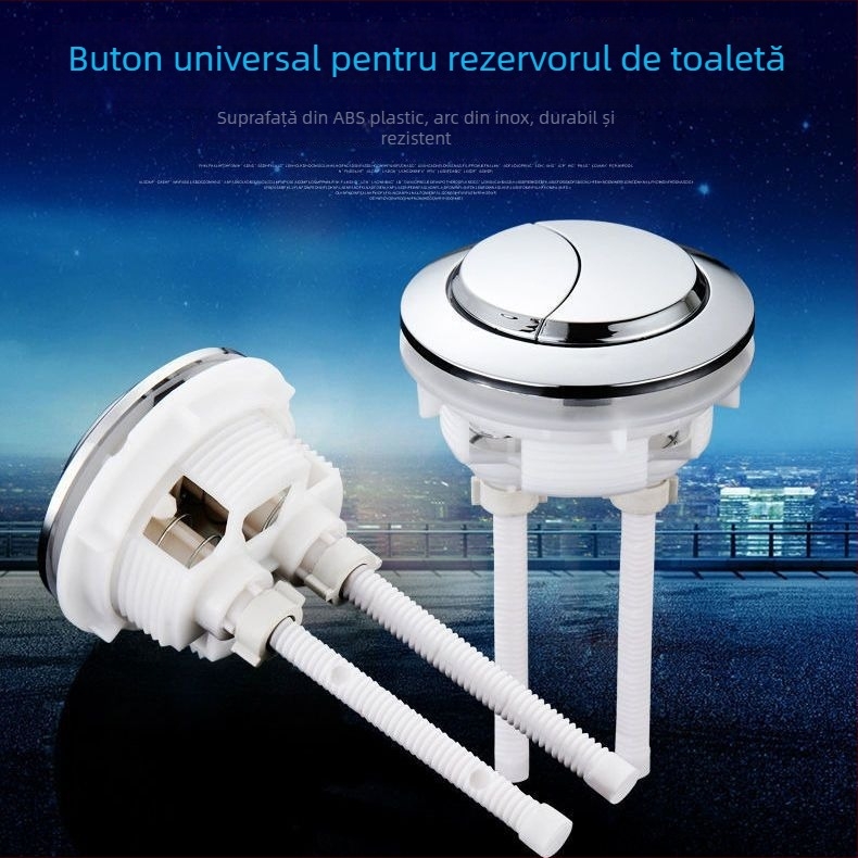 Buton de spălare pentru rezervorul de toaletă, rotund, stil vechi, cu două taste, plastic, acționare manuală, CE certificat