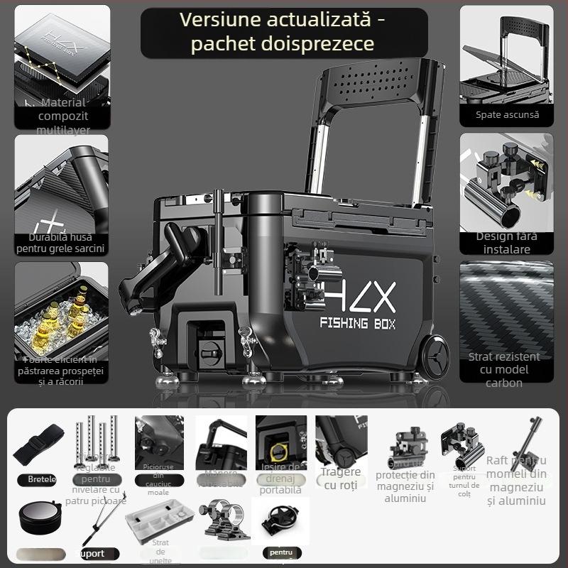 Cutie de pescuit 3600 cu turn lateral – ultra-ușoară, set complet, ABS, îngroșat, multifuncțional; Brand Fairy in the painting; Capacitate 32-45; Origine Zhejiang