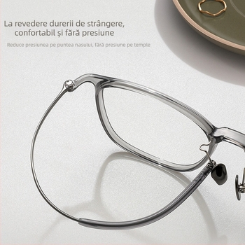 Ochelari de lectură pentru femei - ramă integrală, TR90 și titan, lentile din plastic, față ovală, compatibile cu miopia, stil literar retro