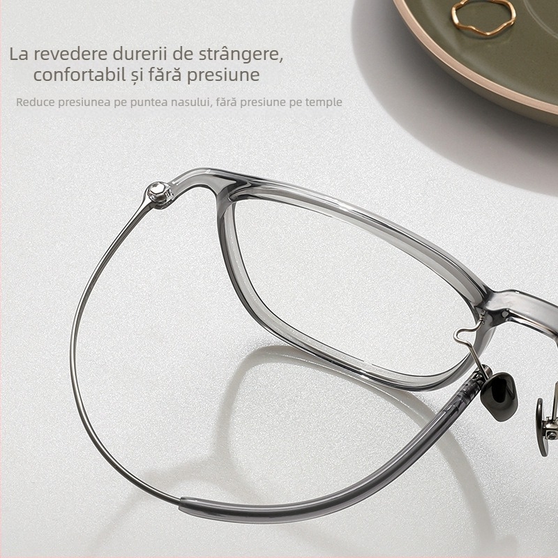 Ochelari de lectură pentru femei - ramă integrală, TR90 și titan, lentile din plastic, față ovală, compatibile cu miopia, stil literar retro