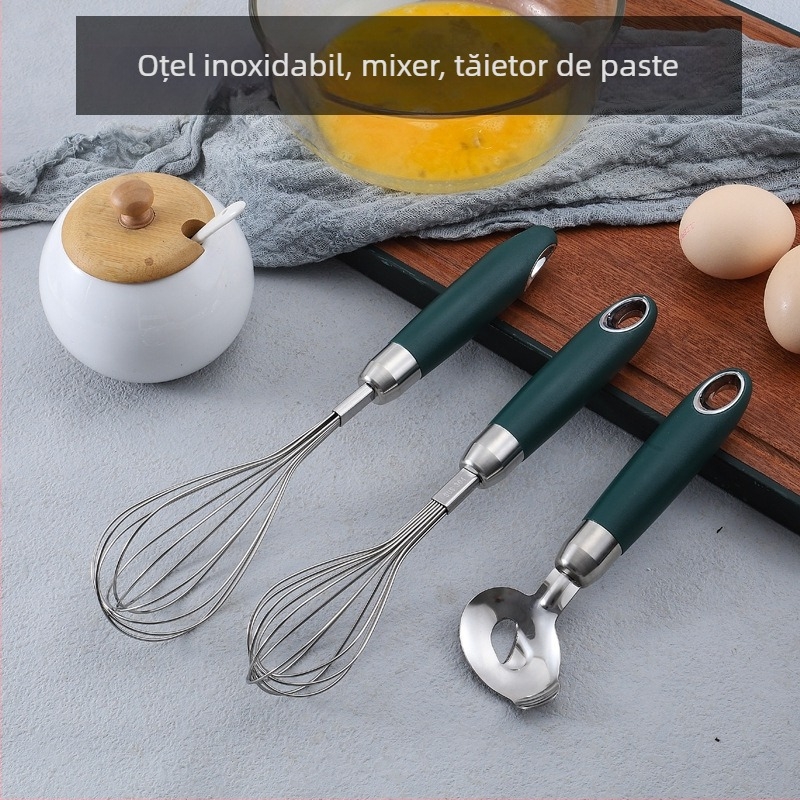 Set de ustensile de bucătărie din oțel inoxidabil 304: lingură pentru fructe, tel pentru ouă, cuțit de decojit, îndepărtător de solzi de pește, deschizător de sticle