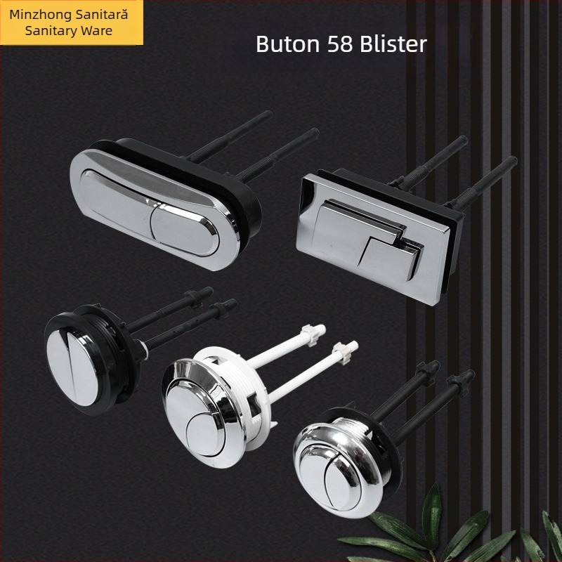 Buton de spălare pentru rezervorul de toaletă – rotund, apăsare dublă, comutator capac, stil modern simplu, Minzhong