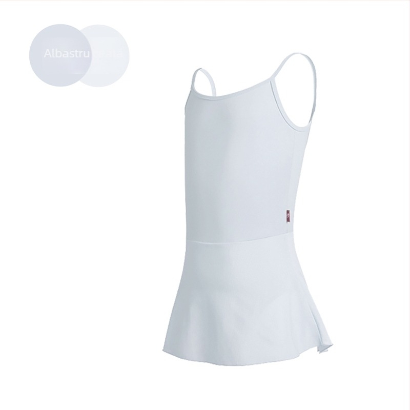 Costum de dans pentru copii: leotard cu bretele, fustă tul cu plasă, material nailon amestec, căptușeală din mătase de lapte