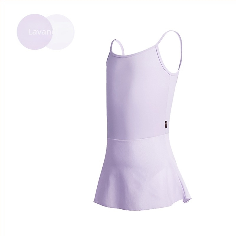 Costum de dans pentru copii: leotard cu bretele, fustă tul cu plasă, material nailon amestec, căptușeală din mătase de lapte