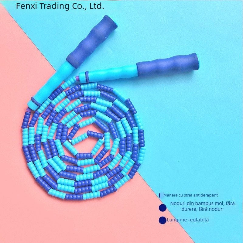 Sfoară de sărit cu mărgele moi din bambus, pentru copii de grădiniță și clasele primare, pentru începători, antialunecare, fără noduri, reglabilă